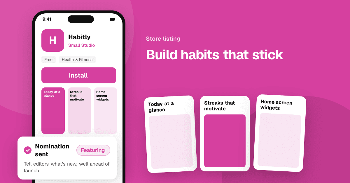 Illustration for the guide “How to get featured on the App Store and Google Play”