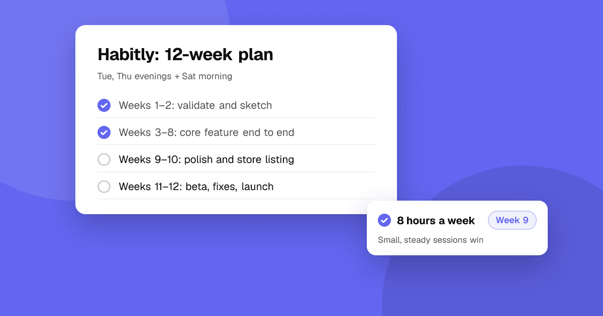 Illustration for the guide “How to build and launch an app while working a full-time job”