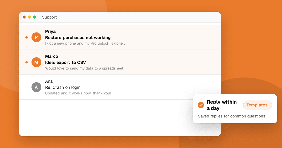 Illustration for the guide “How to handle app support as a solo developer (with reply templates)”