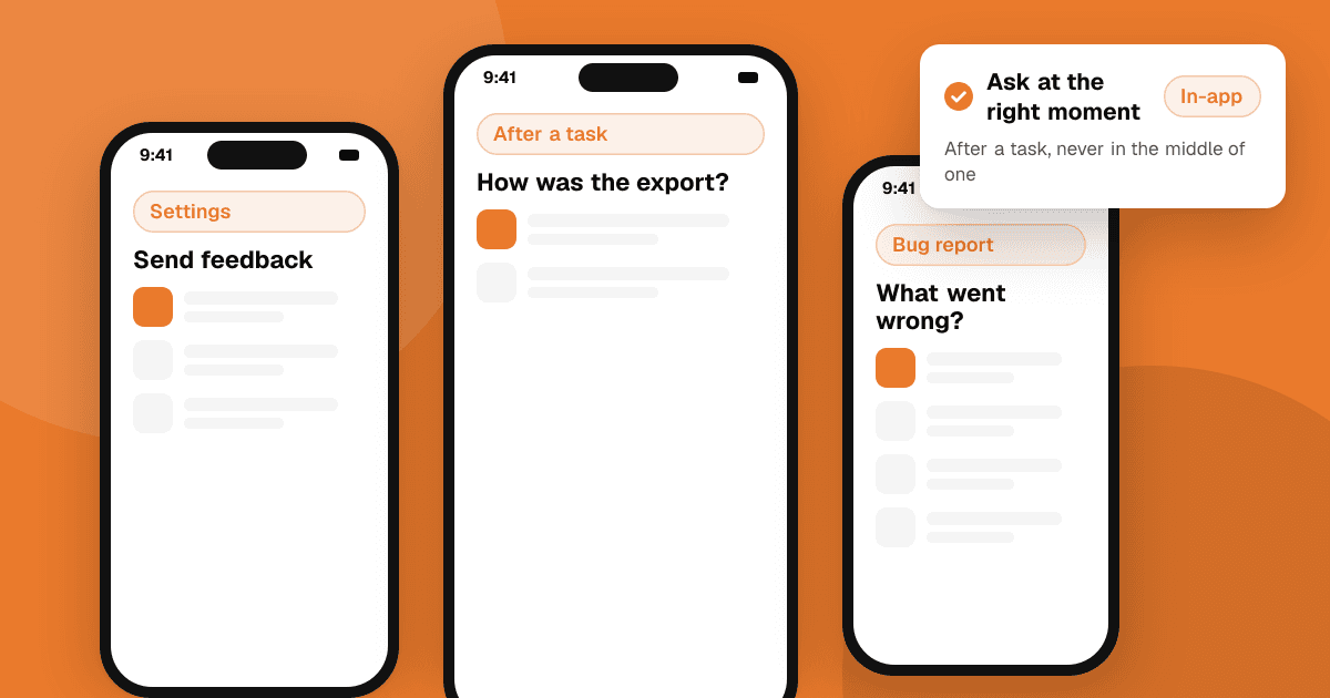 Illustration for the guide “In-app feedback examples: forms, buttons and prompts that work”